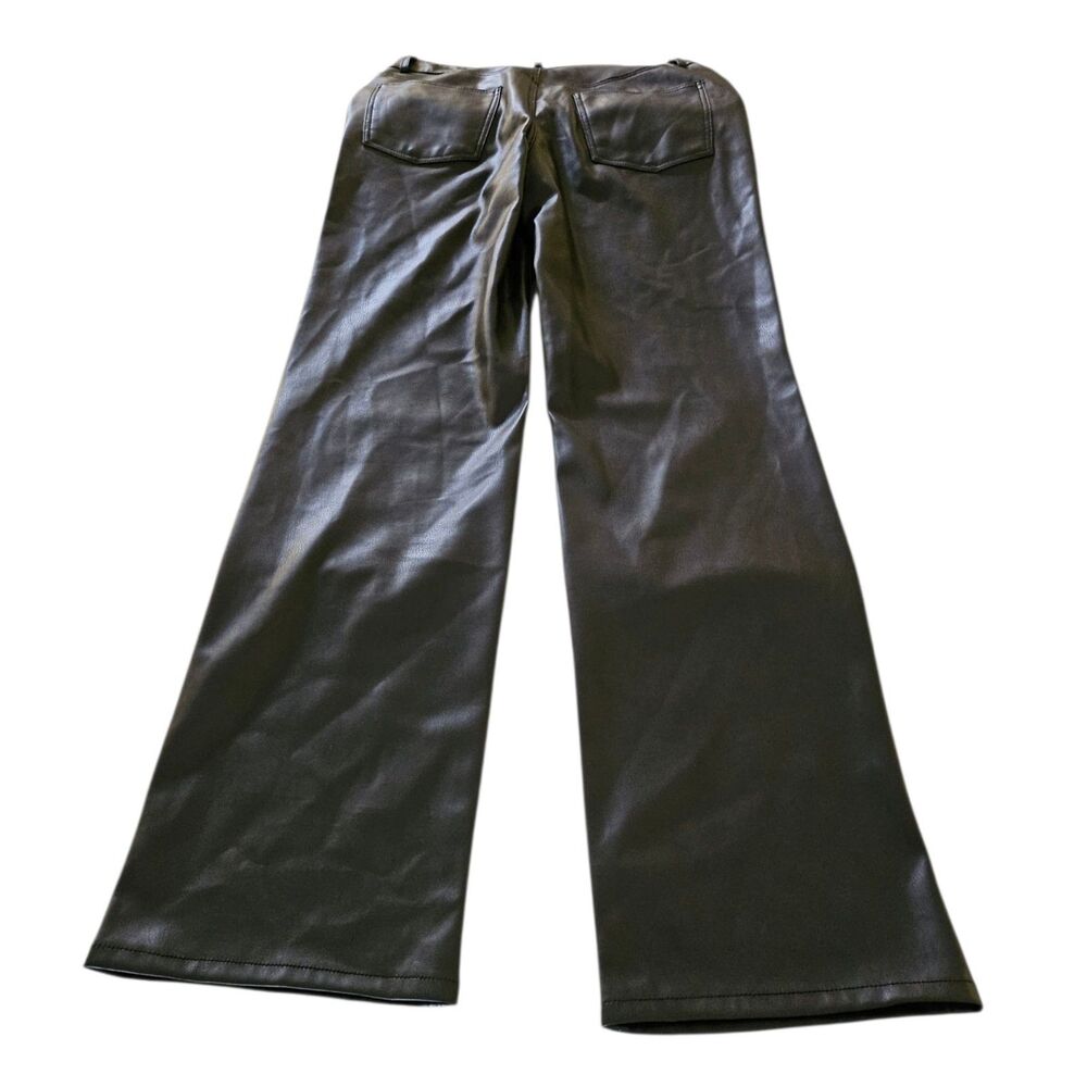 Zara Pants Womens 4‎ Black Faux Leather 90’s Full Length Straight Leg High-Rise